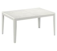 Mesa extensible grande (156–316 cm) con tablero de melamina cementosa blanca y estructura de metal blanco, de diseño minimalista y moderno
