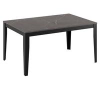 Mesa extensible grande, con tablero de melamina color antracita que imita el mármol, estructura de metal , dimensiones 156/316 x 90 x 76 cm – Mesa de comedor moderna