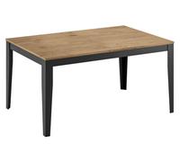 Mesa extensible grande, con tablero de melamina de roble, estructura de metal , dimensiones 156/316 x 90 x 76 cm – Mesa de comedor moderna