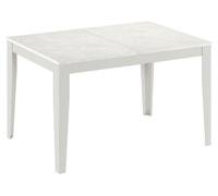 Mesa extensible grande de melamina cementosa blanca con estructura metálica blanca – Dimensiones 130/290 x 80 x 76 cm – Diseño moderno