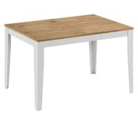 Mesa extensible grande de roble melaminado con estructura metálica blanca – Dimensiones 130/290 x 80 x 76 cm – Diseño moderno y elegante