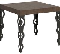 Mesa extensible Karamay, 90/246 x 90 cm, color nogal y antracita, patas