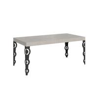 Mesa extensible Karamay de cachemira, con dimensiones de 180/440 x 90 cm y patas de color antracita