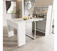 Mesa extensible, mesa de cocina con armario, mesa rectangular para comedor con espacio de almacenamiento, aparador, juego de comedor, 132,5 x 80 x 120 cm, blanca