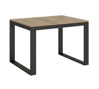 Mesa Extensible Moderna De 4 A 16 Plazas L 120 A 380 Cm Estructura De Madera Clara Y Metal Antracita Tiroz