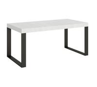 Mesa Extensible Moderna Tiroz, De 6 A 14 Plazas, L 180 A 284 Cm, Blanca Con Patas De Metal Antracita