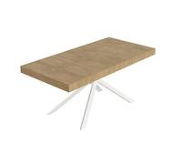 Mesa Extensible Niket 200/460x90 Cm Roble Natural Patas Blancas