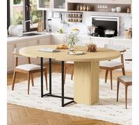 Mesa extensible para comedor de 120-150 x 120 x 75,5 cm. Mesa de comedor compacta con espacio de almacenamiento. Mesa redonda para cocina, ideal para 6-8 personas. Mesa moderna con estructura metálica