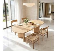 Mesa extensible para comedor de 120/160 x 80 cm, ideal para 4-6 personas, mesa rectangular con esquinas redondeadas y tablero de 18 mm de grosor. Mesa de cocina moderna de estilo sencillo (roble, 120/