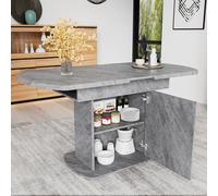 Mesa extensible para comedor, mesa de cocina con espacio de almacenamiento, mesa oval para comedor, mesa de comedor con cajón, 130x70x75 cm, gris