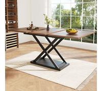 Mesa extensible para comedor, mesa de cocina rectangular, mesa con patas de metal, escritorio, mesa de trabajo, 120/160 x 80 x 75 cm, color marrón