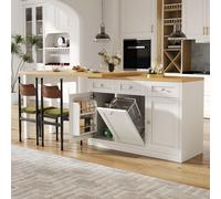 Mesa extensible para el bar con espacio para aperitivos y mesa plegable para comer. Isla de cocina, armario de cocina con soporte extraíble para cubo de basura. Mesa de cocina con 3 cajones (cubo de b