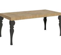 Mesa extensible Paxon, 200/460 x 90 cm, roble natural con patas color antracita