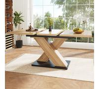 Mesa extensible rectangular, mesa de cocina tipo telescópica de 119-158.5 x 80 x 75 cm, mesa extensible de color madera para 6 personas, mesa de trabajo grande