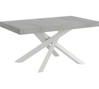 Mesa extensible Volantis, 200/460 x 90 cm, patas en color blanco cemento
