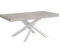 Mesa extensible Volantis de cachemira, con dimensiones de 200/460 x 90 cm y patas blancas
