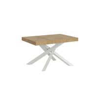 Mesa extensible Volantis Premium 130/390x90 cm roble natural patas blancas - Itamoby