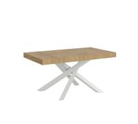 Mesa extensible Volantis Premium 180/440x90 cm roble natural patas blancas - Itamoby