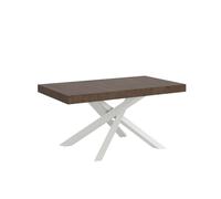 Mesa extensible Volantis Premium de nogal 180/440x90 cm con patas blancas - Itamoby