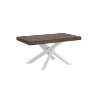 Mesa Extensible Volantis Premium De Nogal 200/304x90 Cm Con Patas Blancas