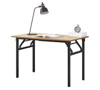 Mesa extraíble de diseño 120 x 60 cm Altura Ajustable 75-76,4 cm Ahorra Espacio Plegable Mesa pequeña Aglomerado Color Haya con Patas Negras