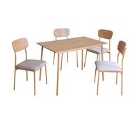 Miroytengo Mesa Fija y 4 Sillas Salón Comedor Vex Roble Claro y Champagne Madera 110x76x70 cm