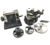 Mesa giratoria inclinable de 80 mm con tornillo de banco redondo, adaptador ER20 COLLET, tope trasero y portabrocas con placa trasera + pernos de tuerca en T de fijación, herramientas de indexación de