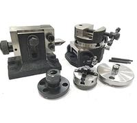 Mesa giratoria inclinable de precisión de 80 mm con tornillo de banco redondo, adaptador ER16 COLLET, contrapunto y portabrocas con placa trasera + tornillos de fijación en T, herramientas de