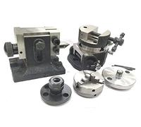 Mesa giratoria inclinable de precisión de 80 mm con tornillo de banco redondo, adaptador ER20 COLLET, tope trasero y portabrocas con placa trasera + tornillos de tuerca en T de fijación, herramientas