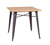 Mesa industrial de acero envejecido y madera clara - bistro