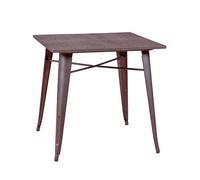 Mesa industrial de acero envejecido y madera oscura - bistro