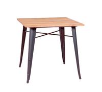 Mesa industrial en acero negro y madera clara - bistro