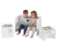 Mesa infantil 6 en 1 de COSTWAY, juego de mesa y silla para niños con pizarra y estantería, mesa de dibujo con espacio de almacenamiento, mesa de juegos, conjunto de asientos para niños mayores de 3 a