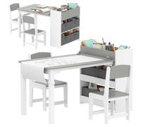 Mesa infantil AIYAPLAY con silla, juego de mesa y 2 sillas para que los niños dibujen, jueguen y estudien con rollo de papel.