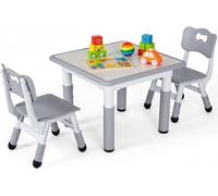 Mesa infantil con 2 sillas, juego de mesa y silla, conjunto de asientos para niños con altura ajustable, muebles infantiles para habitación infantil, mesa de dibujo, conjunto de asientos - ergonómico,