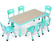 Mesa infantil con 6 sillas - Escritorio infantil - Mesa de juegos - Mueble infantil - Silla infantil - Altura ajustable