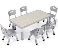 Mesa infantil con 6 sillas - Mueble infantil - Mesa de juegos - Escritorio infantil - Mesa para niños - Altura ajustable