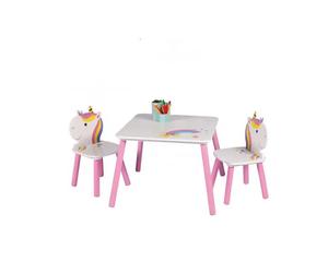 Mesa infantil con dos sillas Unicornio