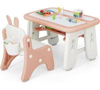 Mesa infantil con silla, conjunto de asientos para niños con mesa de dibujo y espacio de almacenamiento, juego de escritorio infantil con altura ajustable, juego de mesa y silla para niños, mesa de ac