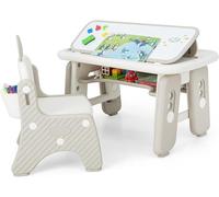 Mesa infantil con silla, conjunto de asientos para niños con mesa de dibujo y espacio de almacenamiento, set de escritorio infantil con altura ajustable, set de mesa y silla para niños, mesa de activi