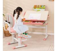 Mesa infantil de 51-73 cm de altura, ajustable, mesa de estudio con superficie abatible (mesa rosa)
