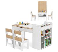 Mesa infantil - Escritorio para niños - Mesa de manualidades - Mesa de juegos - Juego de sillas - Mesa de dibujo 3 en 1 con espacio de almacenamiento