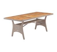 Mesa jardín Takeo crema ratán sintético acacia 190x90x74cm