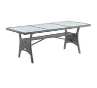 Mesa jardín Takeo gris ratán sintético vidrio 190x90x74cm