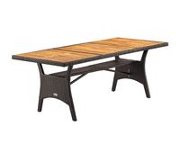 Mesa jardín Takeo marrón ratán sintético acacia 190x90x74cm