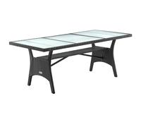 Mesa jardín Takeo negra ratán sintético vidrio 190x90x74cm