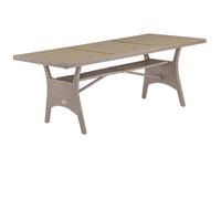 CASARIA® Mesa para Jardín Comedor 190x90x74cm Mueble Terraza Tablero WPC con Repisa Mesas Exterior Crema