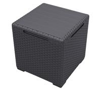 Keter Vigo Storage Box Mesa Auxiliar Mesita de Jardín con Función de Almacenamiento Adicional 37x37x37cm Caja de Almacenamiento, Grafito