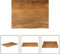 Mesa Living Store con tablero de madera maciza de mango, con borde natural, dimensiones 100x80x2,5 cm