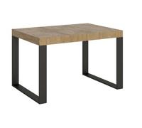 Mesa Moderna Extensible De 4 A 10 Plazas L 130 A 234 Cm Madera Clara Y Patas De Metal Antracita Tiroz